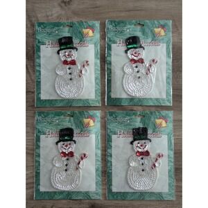 Elegance Holiday Accents Sequin Snowman Applique Set of 4 Ugly Sweater Addition